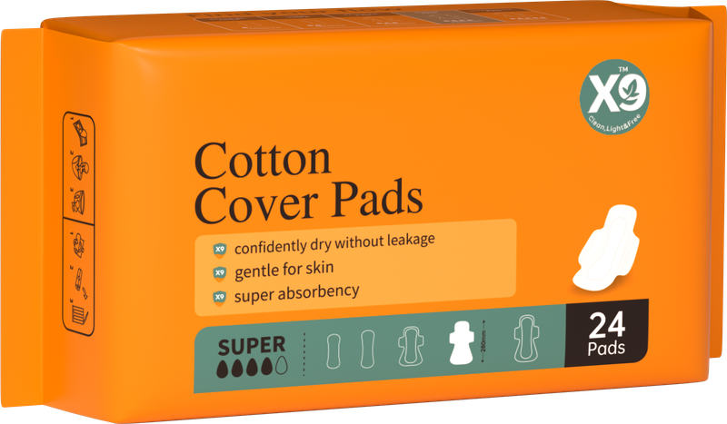 X9 Cotton Cover Pads, Super, in their original orange packaging