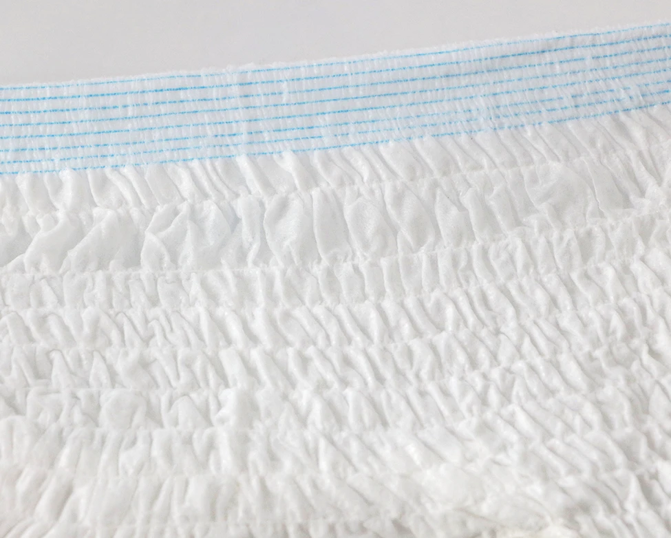 Adult diaper pants soft elastic waistband detail