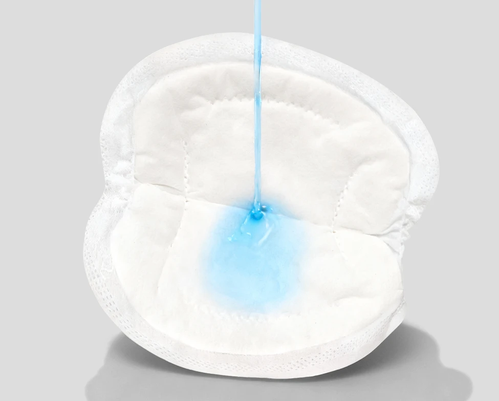 Breast pad absorption test with liquid