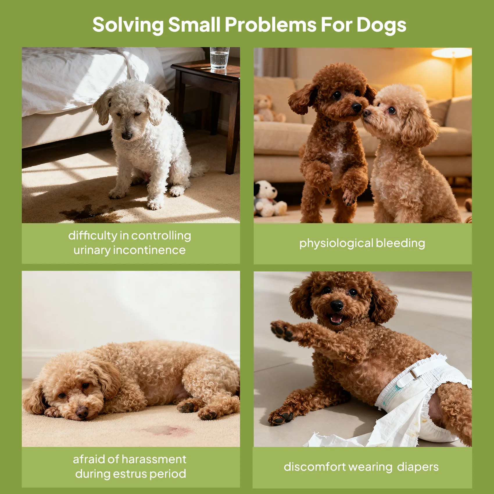 Disposable Female Dog Diapers – Ultra-Absorbent Dog Period Diapers for Heat, Estrus & Urinary Incontinence – Leak-Proof Physiological Pants with Tail Hole – 32 Count (XS/S/M/L)