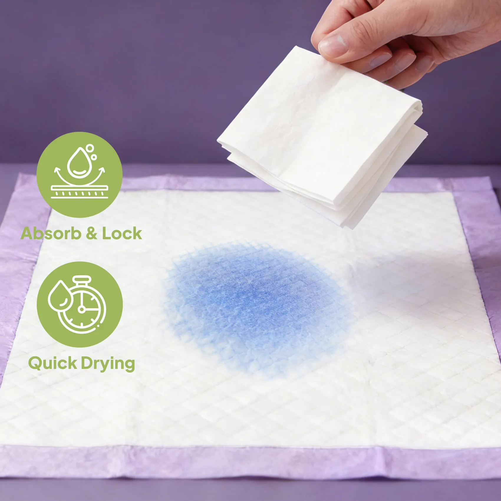 Lavender Scent Dog Training Pads 50 Count, Leak Proof & Quick Dry Puppy Pee Pads