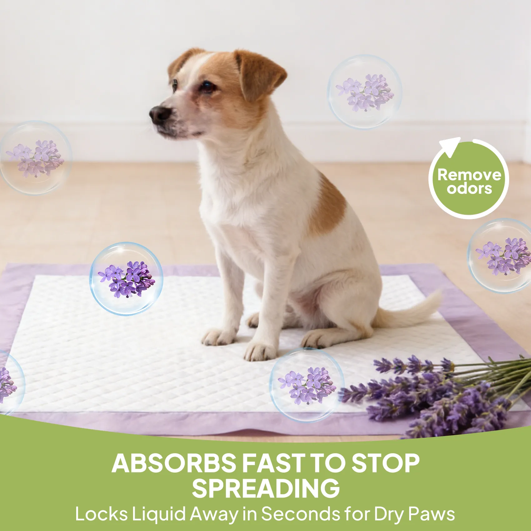 Lavender Scent Dog Training Pads 50 Count, Leak Proof & Quick Dry Puppy Pee Pads