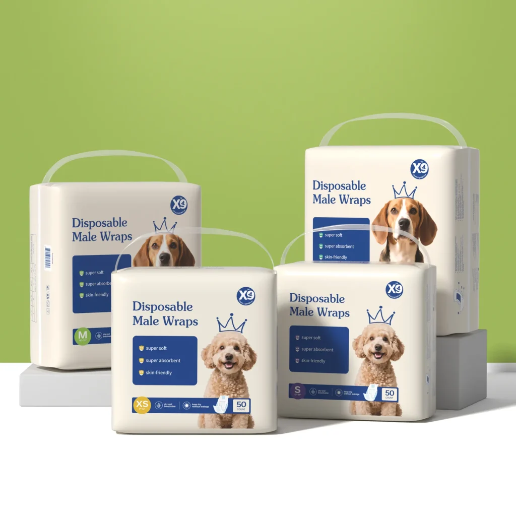 Disposable Male Dog Wraps – Ultra Absorbent Male Dog Diapers with Leak-Proof Protection, Belly Bands for Incontinence, Marking & Travel – 50 Count (XS/S/M/L/XL)