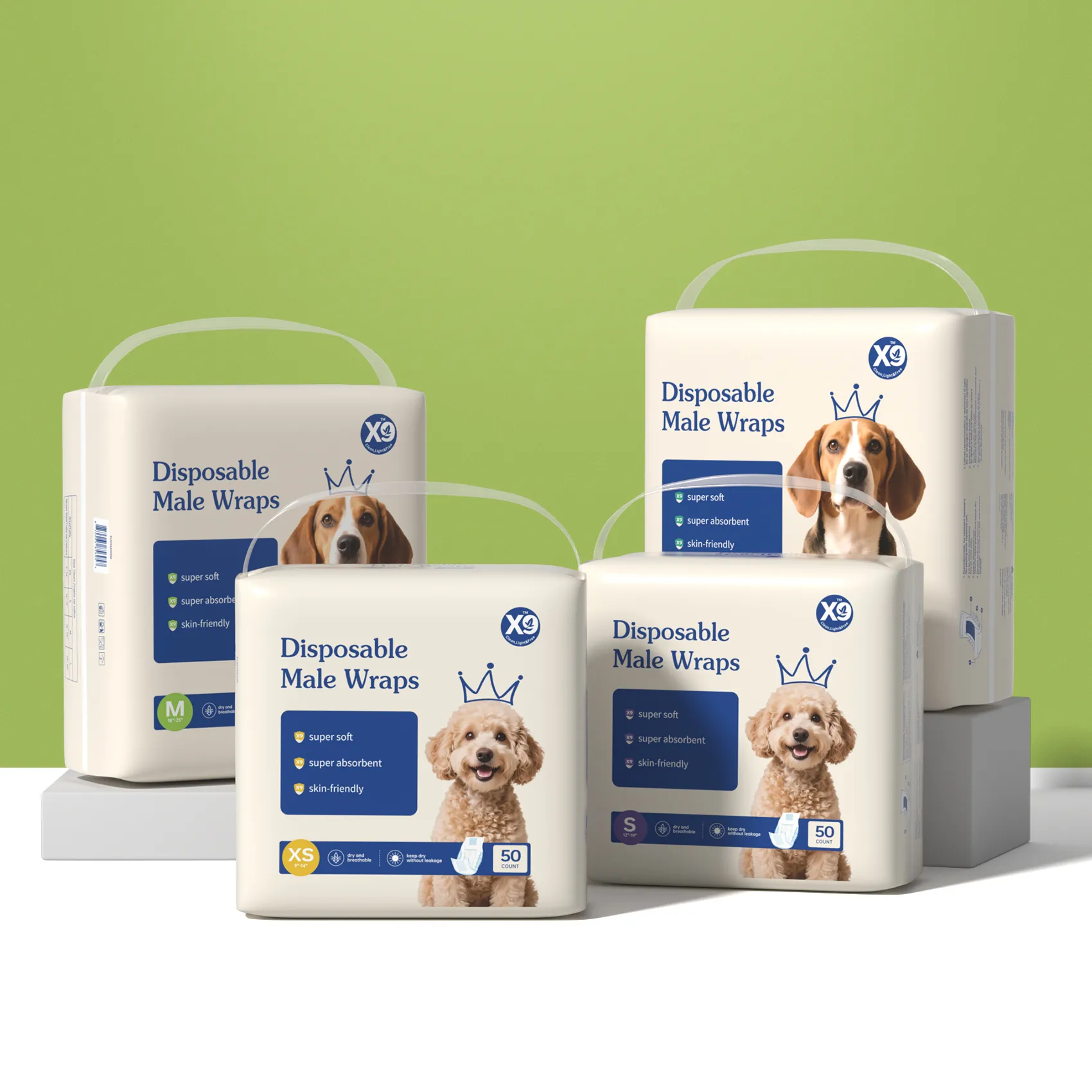 Disposable Male Dog Wraps – Ultra Absorbent Male Dog Diapers with Leak-Proof Protection, Belly Bands for Incontinence, Marking & Travel – 50 Count (XS/S/M/L/XL)