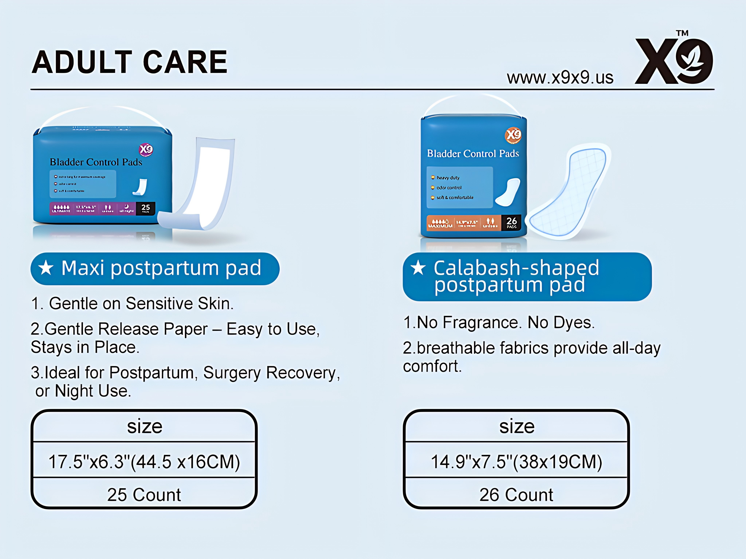X9 Maxi Postpartum Pads